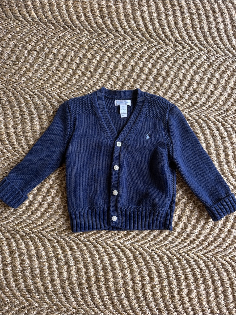 Ralph Lauren Navy V-Neck Knit Cardigan, Baby 18 months